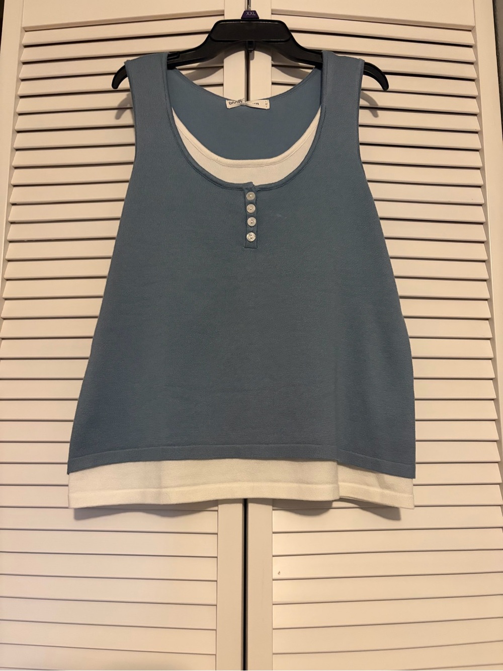 Grace Karin Blue Layered Tank with White Trim